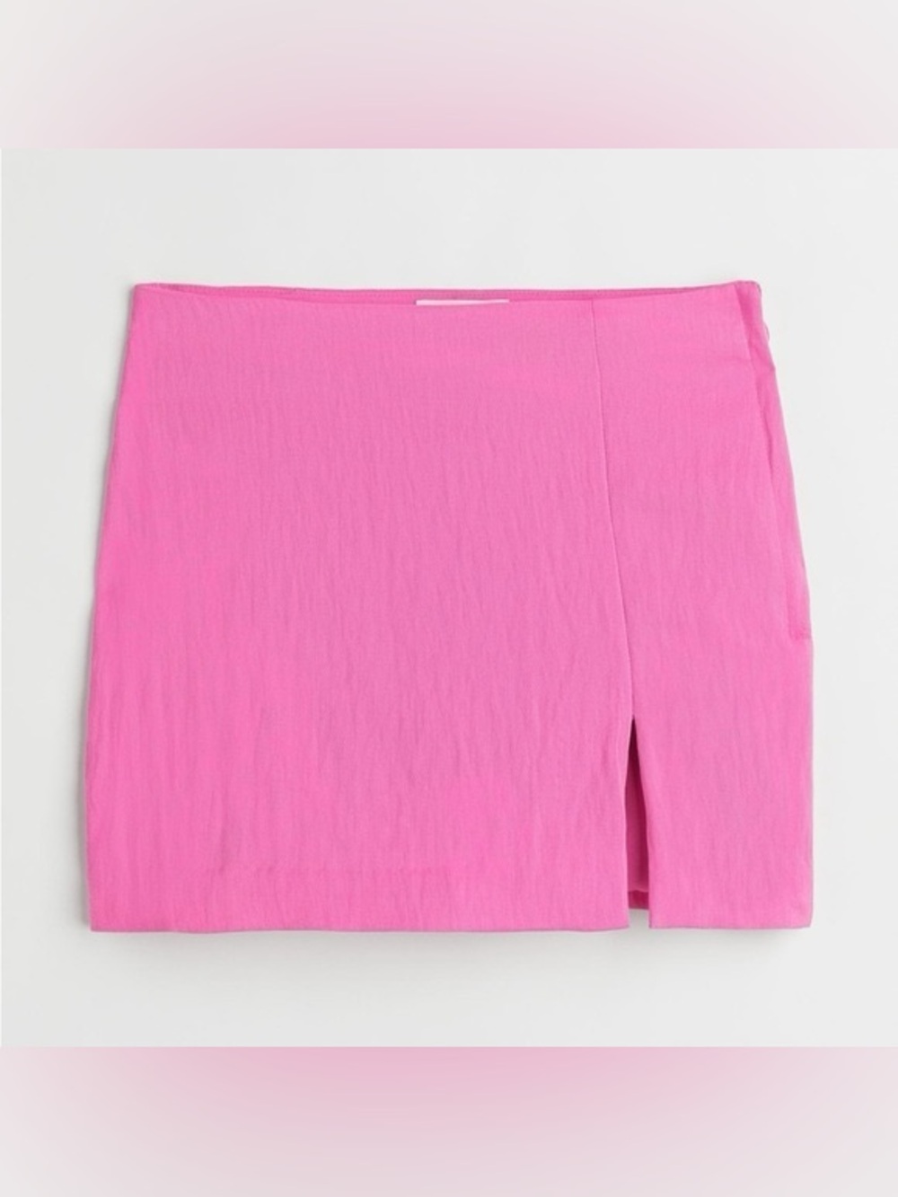 H&M pink mini skirt lyocell high waisted rise a-line slit